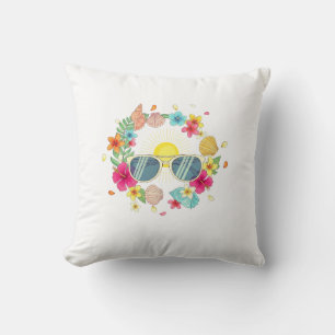 Tropical Summer Heart Sunglasses Throw Pillow   Cu
