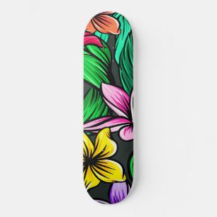 Tropical Summer Hibiscus Pattern Skateboard