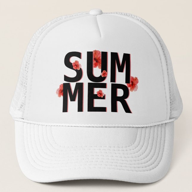 Tropical Summer Hibiscus Trucker Hat (Front)