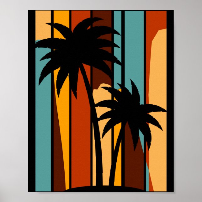 Tropical summer holidays vacationers palm trees poster (Front)