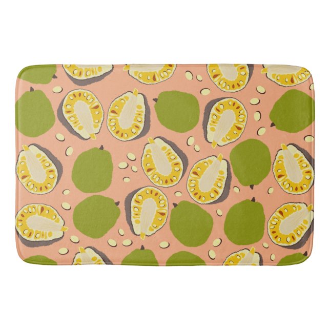 Tropical Summer Jackfruit Pattern - Exotic Fruit Bath Mat (Front)