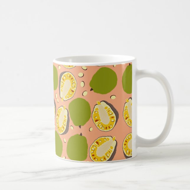 Tropical Summer Jackfruit Pattern - Exotic Fruit Coffee Mug (Right)