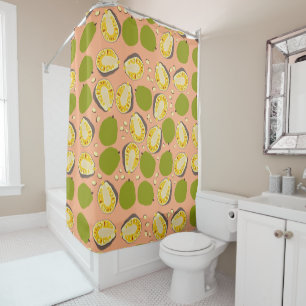 Tropical Summer Jackfruit Pattern - Exotic Fruit Shower Curtain