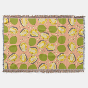 Tropical Summer Jackfruit Pattern - Exotic Fruit Throw Blanket