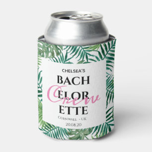Tropical Summer Leaf Bachelorette Crew Party Can Cooler