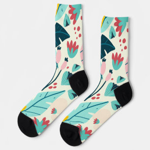 Tropical Summer Leaves Socks