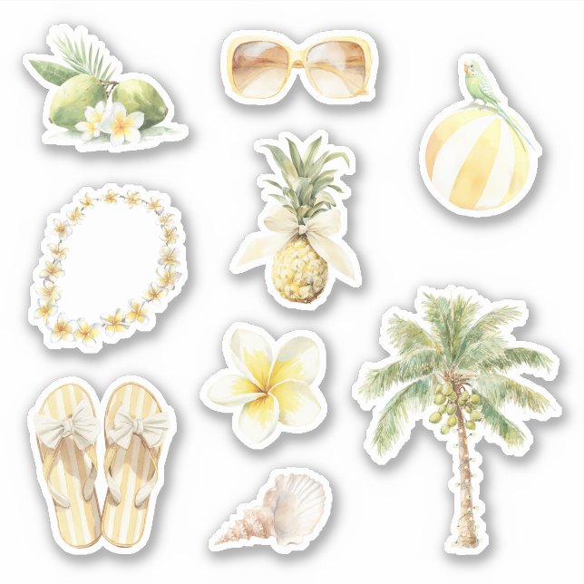 Tropical Summer Lei Palm Tree Pineapple Plumeria (Front)