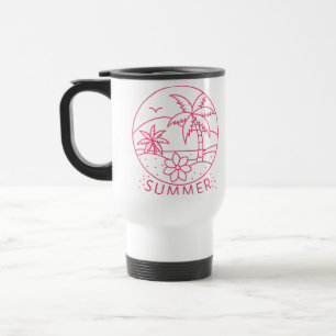 Tropical Summer Line-Art Travel Mug