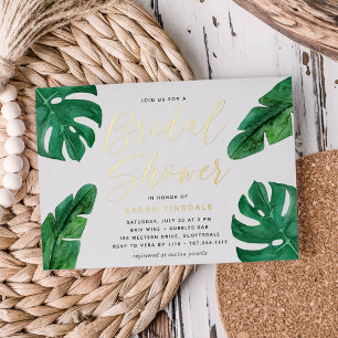 Tropical Summer Monstera Leaves Bridal Shower