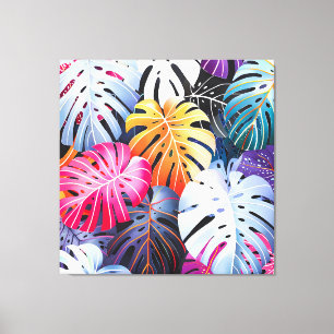 Tropical Summer Monstera Leaves Canvas Print