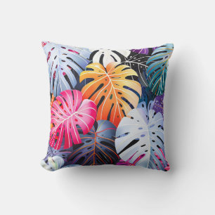 Tropical Summer Monstera Leaves Cushion