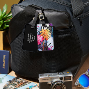 Tropical Summer Monstera Leaves Luggage Tag