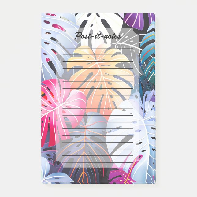 Tropical Summer Monstera Leaves Post-it Notes (Front)