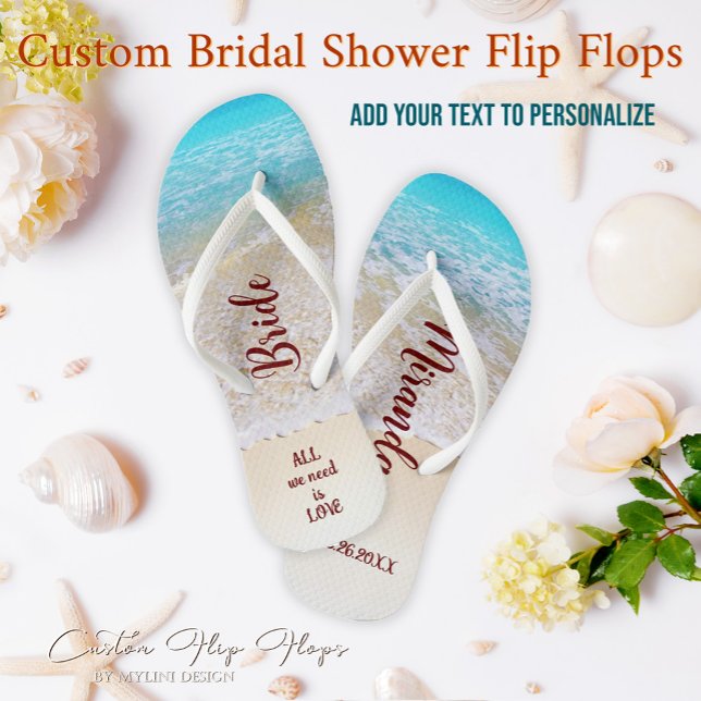 Tropical Summer Ocean Beach Bridal Shower Gifts Flip Flops (Creator Uploaded)