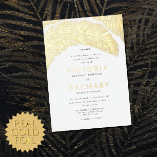 Tropical Summer Palm Tree Leaves Wedding Gold