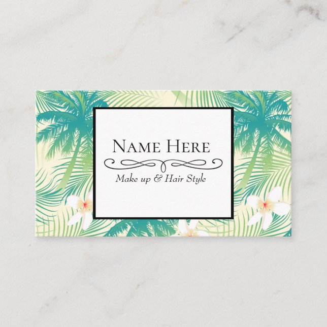 Tropical summer palm trees business card (Front)