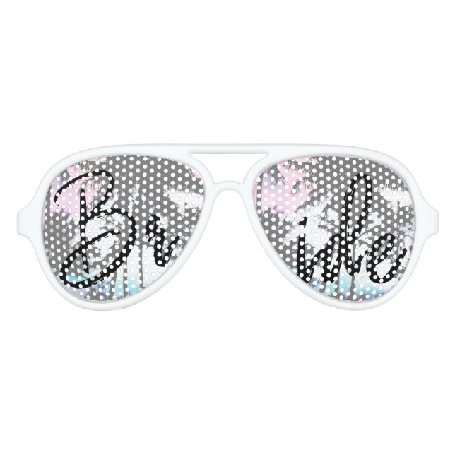 Tropical Summer Palm Trees Pink Blue Sunset Sky Aviator Sunglasses (Front)