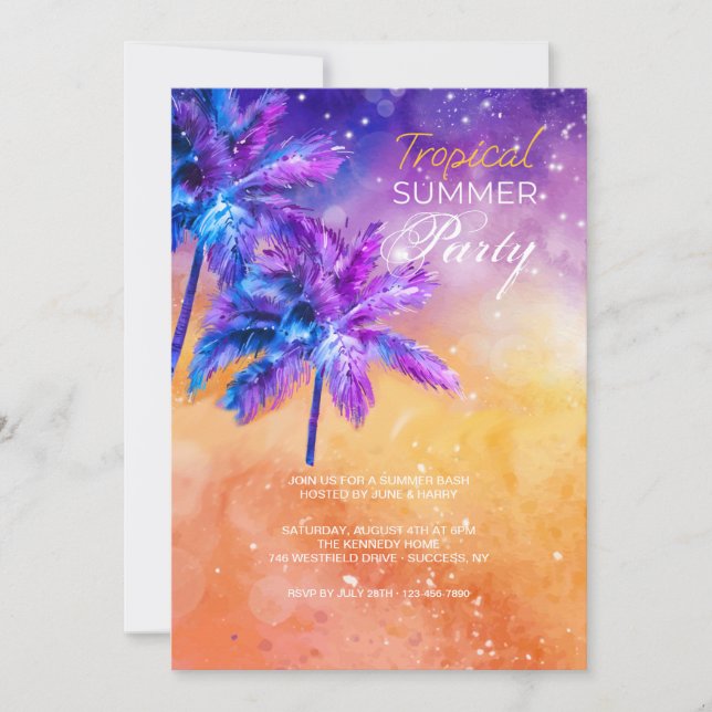 Tropical Summer Party Invitation (Front)