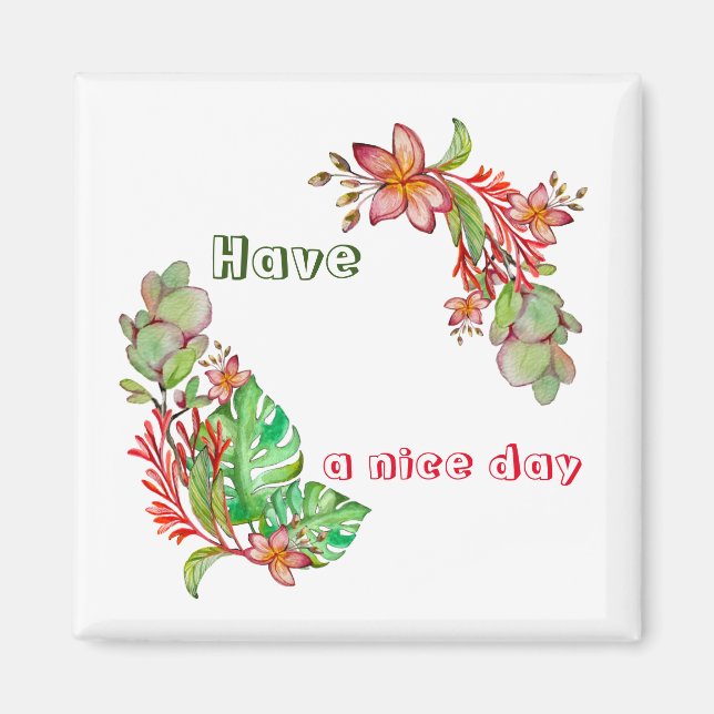 Tropical summer pattern with flowers and leaves  magnet (Front)