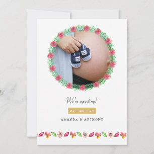 Tropical Summer Photo Pregnancy Announcement