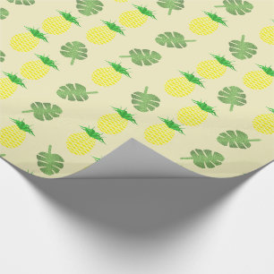 Tropical Summer Pineapple and Palm Leaves Pattern Wrapping Paper