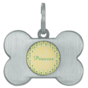 Tropical Summer Pineapple and Palm Leaves Pet ID Tag