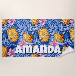 Tropical Summer Pineapple Pattern Floral Beach Towel