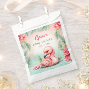 Tropical Summer Pink Flamingo Girl Baby Shower Favour Bags