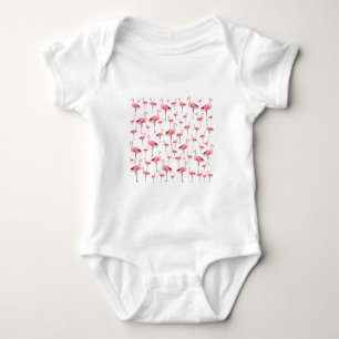 Tropical Summer Pink Flamingo Pattern Baby Bodysuit