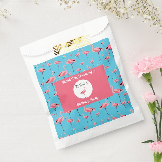 Tropical Summer Pink Flamingo Pattern Birthday Favour Bags (Sealed)