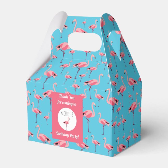 Tropical Summer Pink Flamingo Pattern Birthday Favour Box (Front Side)