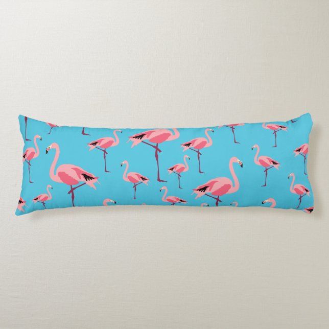Tropical Summer Pink Flamingo Pattern Body Cushion (Front)