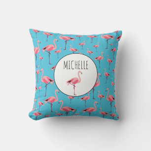 Tropical Summer Pink Flamingo Pattern Cushion