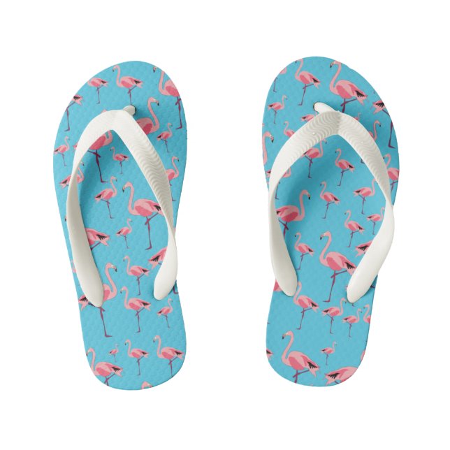 Tropical Summer Pink Flamingo Pattern Kid's Flip Flops (Footbed)