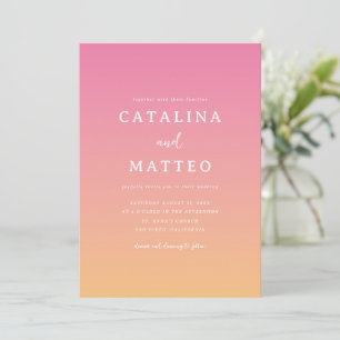 Tropical Summer Pink Orange Wedding Invitation