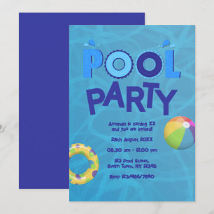Tropical Summer Pool Party Invitation