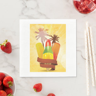 Tropical Summer Popsicle and Palm Trees Napkin