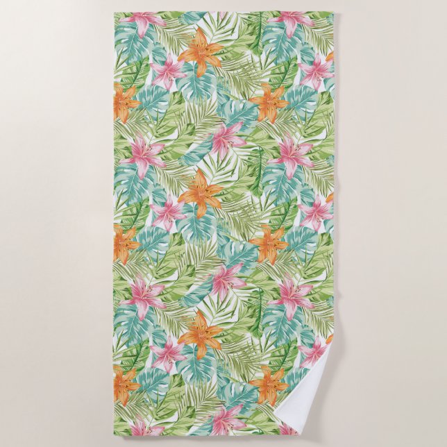 Tropical Summer Print Beach Towel (Front)