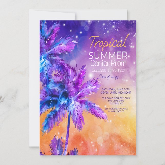 Tropical Summer Prom Invitation (Front)