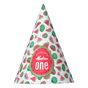 Tropical Summer Red & Green Watermelon pattern Party Hat