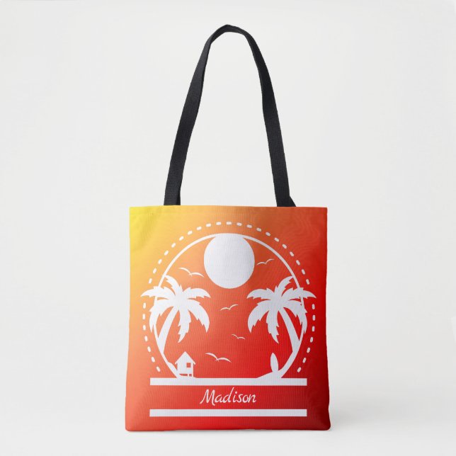 Tropical Summer (red-orange-yellow gradient) Keych Tote Bag (Front)