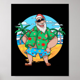 Tropical Summer Santa Claus Palm Trees Christmas I Poster