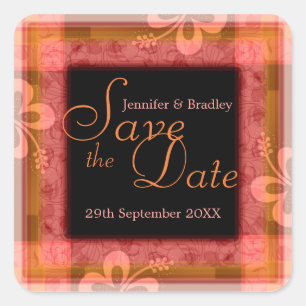 Tropical Summer Save the Date Square Sticker