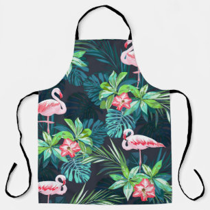 Tropical summer seamless pattern with flamingo bir apron