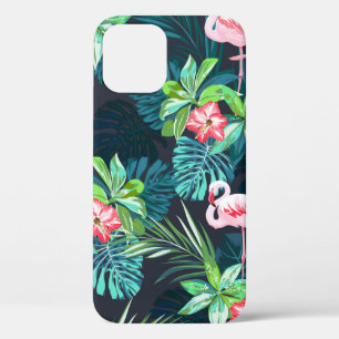 Tropical summer seamless pattern with flamingo bir iPhone 12 case