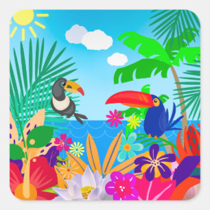 Tropical Summer Square Sticker