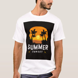 Tropical Summer Sunset Design – Retro Beach Vibes  T-Shirt