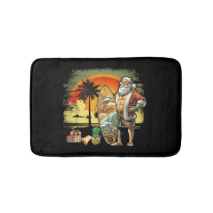 Tropical Summer Surfing Santa Claus 6 Pack Christm Bath Mat