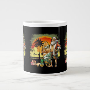 Tropical Summer Surfing Santa Claus 6 Pack Christm Large Coffee Mug
