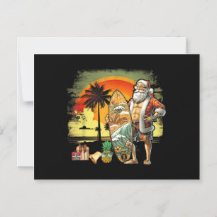 Tropical Summer Surfing Santa Claus 6 Pack Christm Magnetic Invitation